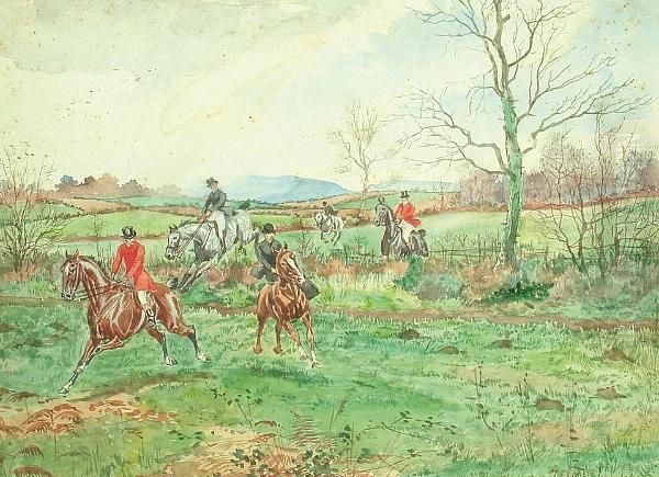 Hunting Scene Oil Painting by George Derville Rowlandson