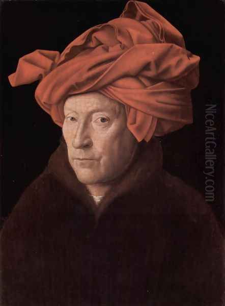 Man in a Red Turban Oil Painting by Jan Van Eyck