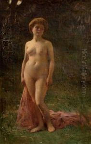 Modele Nu Dans Un Paysage Champetre Oil Painting by Henri Royer