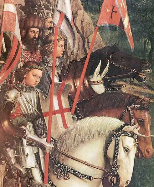 The Ghent Altarpiece- The Soldiers of Christ (detail) 1427-30 Oil Painting by Jan Van Eyck