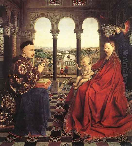 The Virgin Of Chancellor Rolin Oil Painting by Jan Van Eyck