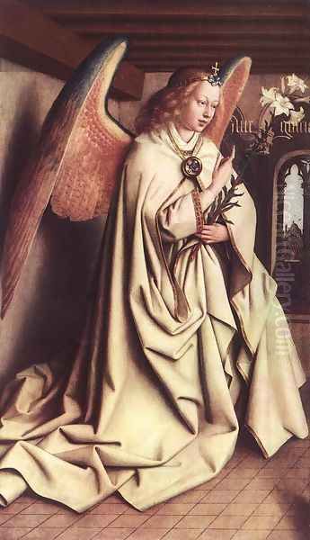 The Ghent Altarpiece Angel Of The Annunciation Oil Painting by Jan Van Eyck