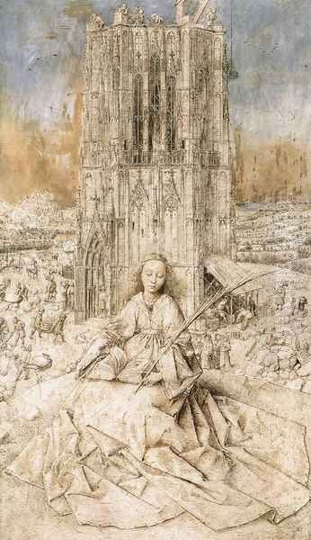 St Barbara 1437 Oil Painting by Jan Van Eyck