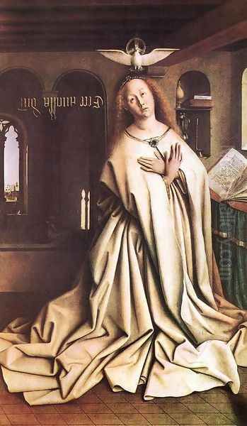 The Ghent Altarpiece- Mary of the Annunciation 1432 Oil Painting by Jan Van Eyck