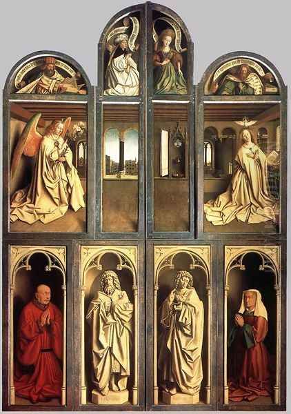 The Ghent Altarpiece (wings closed) 1432 Oil Painting by Jan Van Eyck