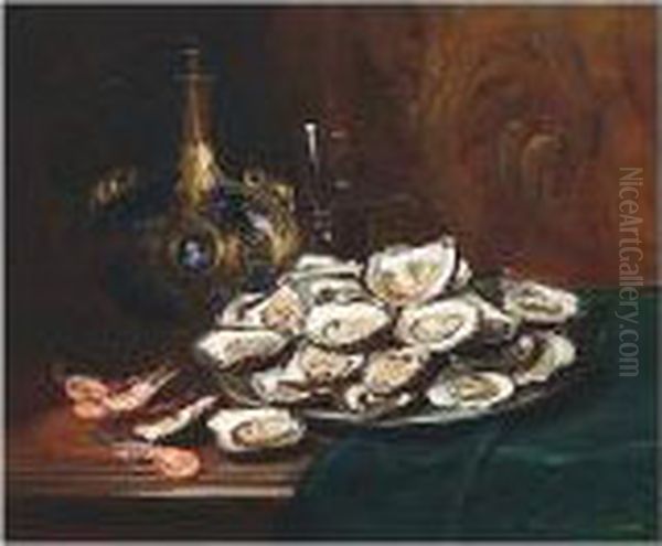 Still Life With Oysters Oil Painting by Dominique Rozier