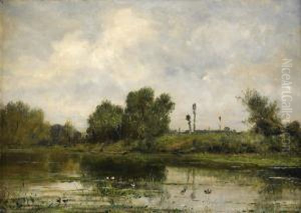 Franskt Landskap Oil Painting by Jules Rozier