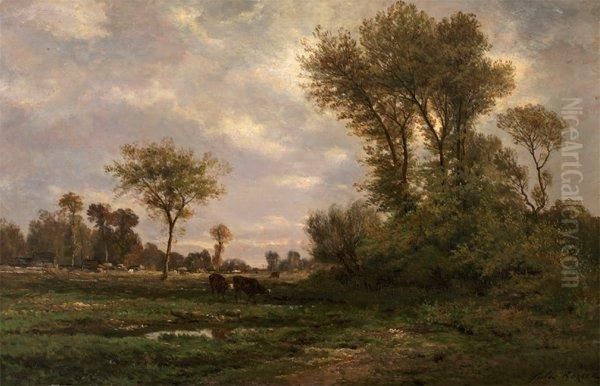 La Plaine De Barbizon Oil Painting by Jules Rozier