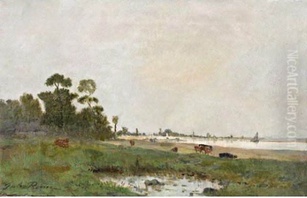 Vaches Dans Lepre Oil Painting by Jules Rozier