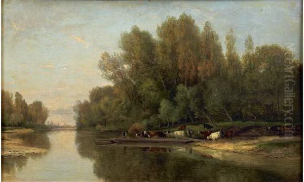 Traversee De La Riviere Oil Painting by Jules Rozier