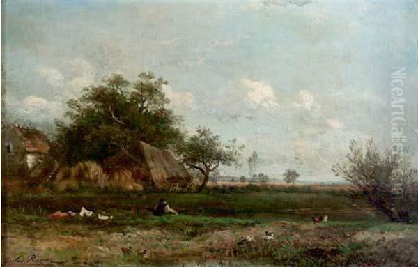 Paysage A La Mare Oil Painting by Jules Rozier