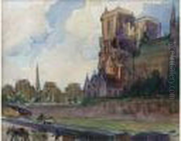 L'ile De La Cite Oil Painting by Vladimir Rozmainsky