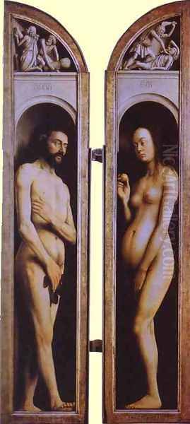 Adam and Eve Oil Painting by Jan Van Eyck