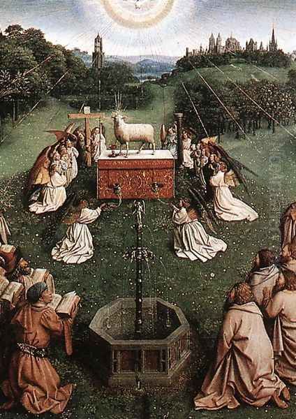 The Ghent Altarpiece- Adoration of the Lamb (detail 4) 1425-29 Oil Painting by Jan Van Eyck