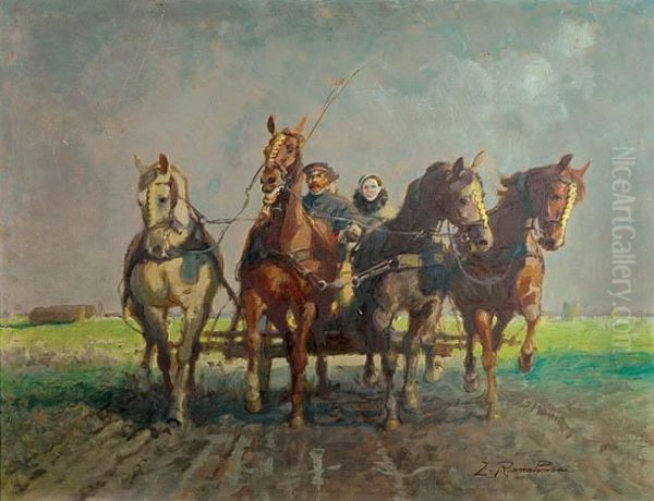 Czworka Oil Painting by Zygmunt Rozwadowski