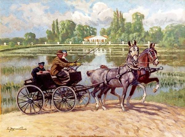 Na Grobli Oil Painting by Zygmunt Rozwadowski