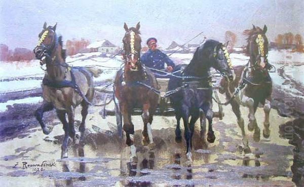 Czworka, 1920 R. Oil Painting by Zygmunt Rozwadowski