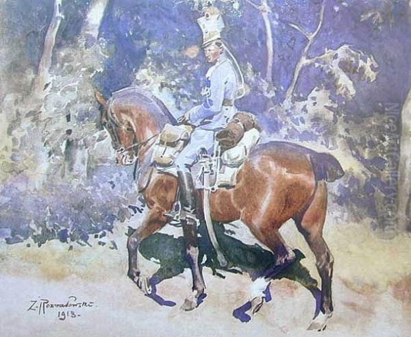 Ulan Na Koniu, 1918 R. Oil Painting by Zygmunt Rozwadowski