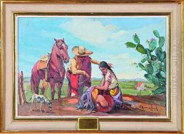 Charro Y China Oil Painting by Carlos Ruano Llopis