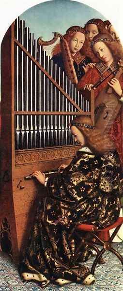 The Ghent Altarpiece- Angels Playing Music 1426-27 Oil Painting by Jan Van Eyck