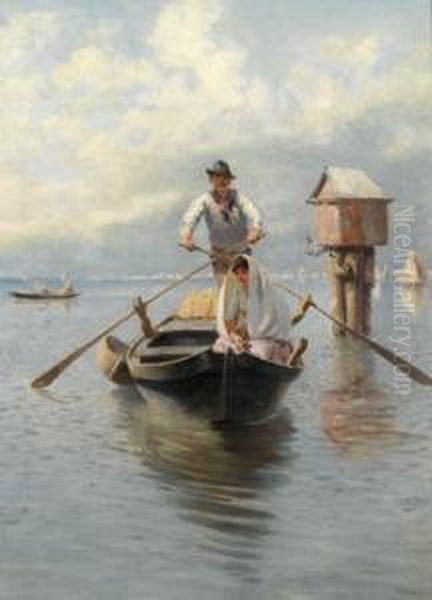 Barca Peschereccia Nella Lagunadi Venezia Oil Painting by Franz Leo Ruben