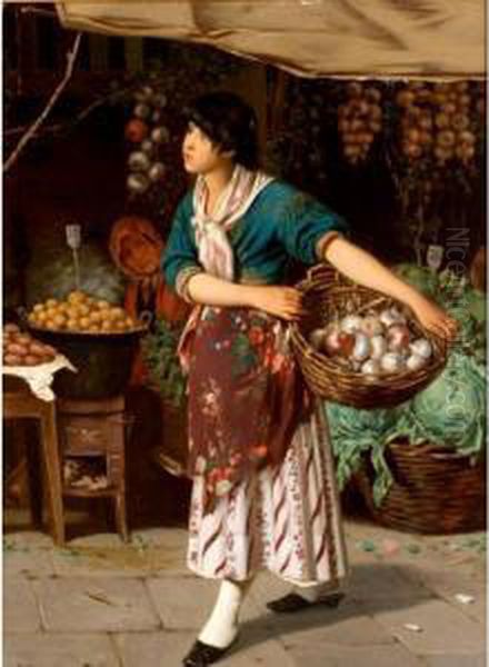 The Little Onion Seller Oil Painting by Franz Leo Ruben