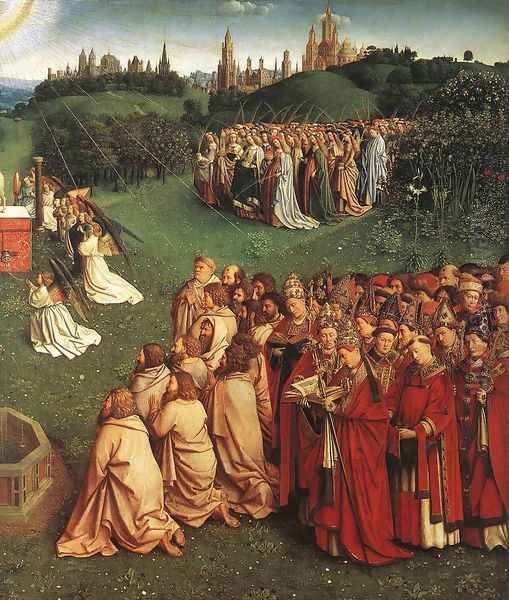 The Ghent Altarpiece- Adoration of the Lamb (detail 3) 1425-29 Oil Painting by Jan Van Eyck