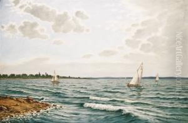 Sails On The Lake Balaton Oil Painting by Mark Rubovics