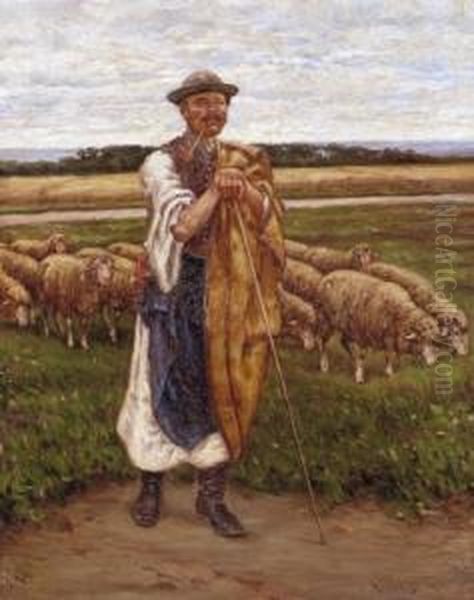 Shepherd Oil Painting by Mark Rubovics