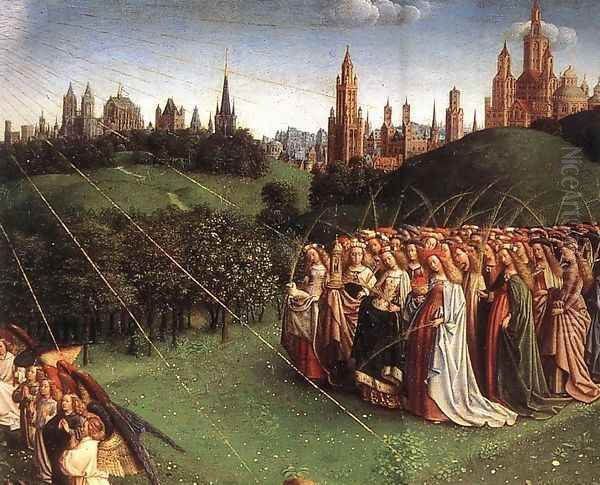 The Ghent Altarpiece- Adoration of the Lamb (detail 6) 1425-29 Oil Painting by Jan Van Eyck