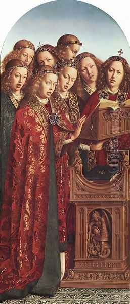 The Ghent Altarpiece- Singing Angels 1427-29 Oil Painting by Jan Van Eyck