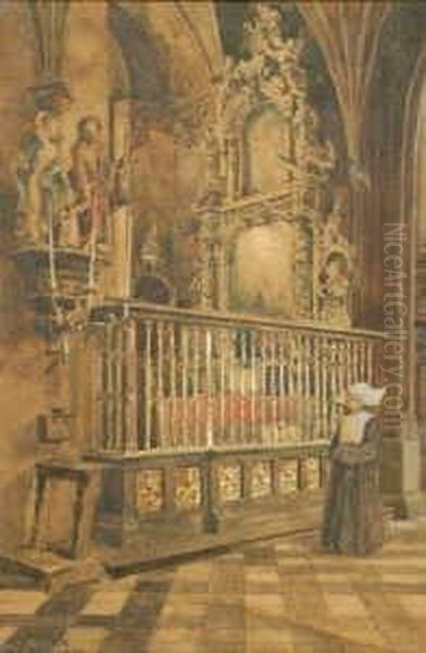 In Der Jesuitenkirche In Koln. Oil Painting by Carl Rudell