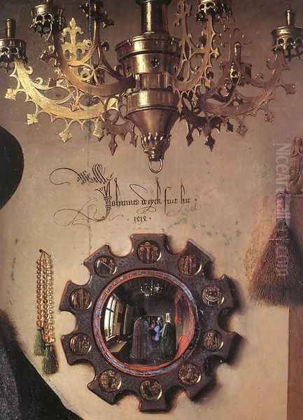 Portrait of Giovanni Arnolfini and his Wife (detail 3) 1434 Oil Painting by Jan Van Eyck