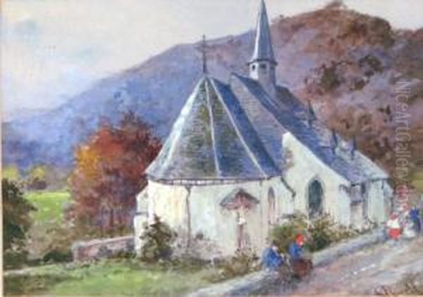 Wallfahrtskapelle St. Jost Bei Birneburg In Der Eifel. Oil Painting by Carl Rudell