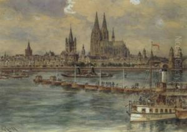 Blick Auf Koln Vom Deutzer Ufer Aus Oil Painting by Carl Rudell