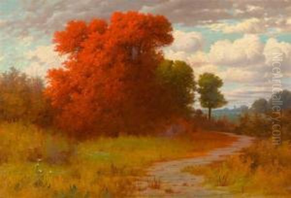 Herbstlandschaft. Oil Painting by Eduard Rudisuhli