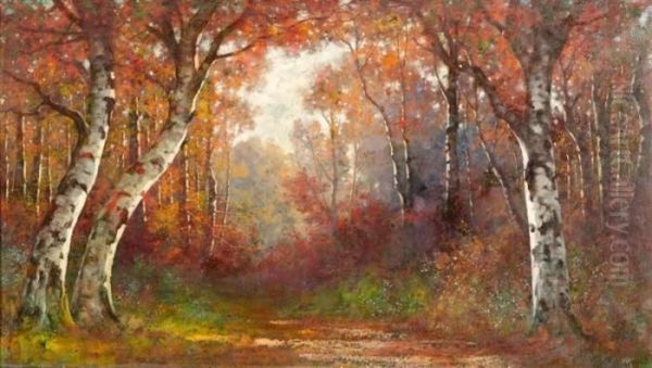 Birkenwald Oil Painting by Eduard Rudisuhli