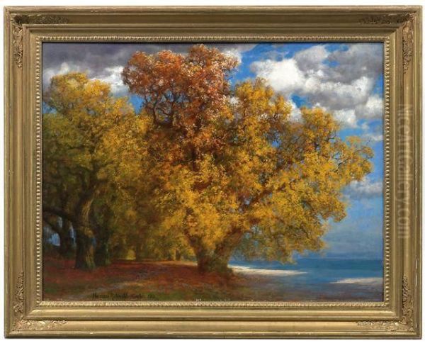 Eichen Am See Oil Painting by Hermann Traugott Rudisuhli