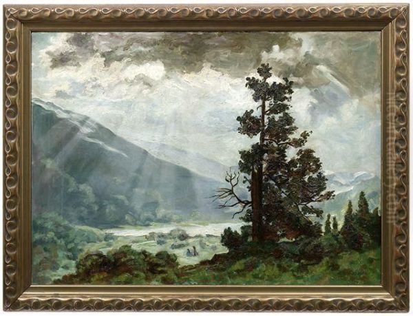 Gebirgssee Im Sonnenschein Oil Painting by Hermann Traugott Rudisuhli