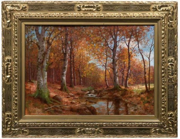 Waldbach Im Herbst Oil Painting by Hermann Traugott Rudisuhli