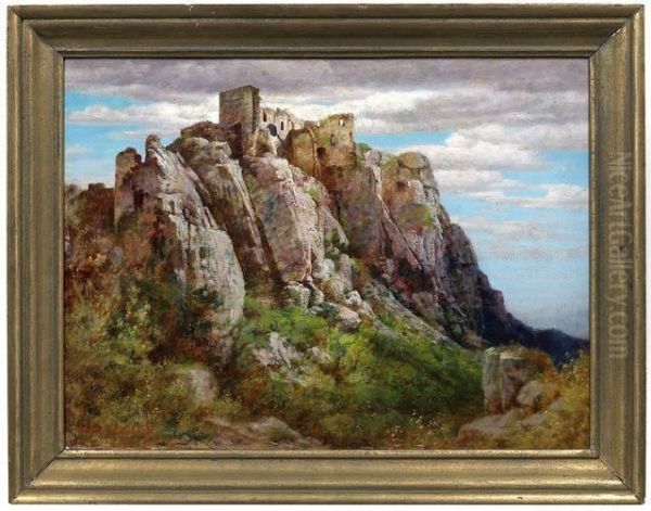 Les Baux, Die Tote Stadt (frankreich) Oil Painting by Hermann Traugott Rudisuhli