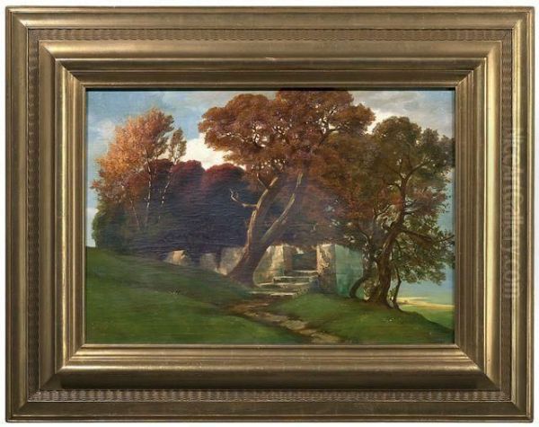 Tempelruine Im Herbst Oil Painting by Hermann Traugott Rudisuhli