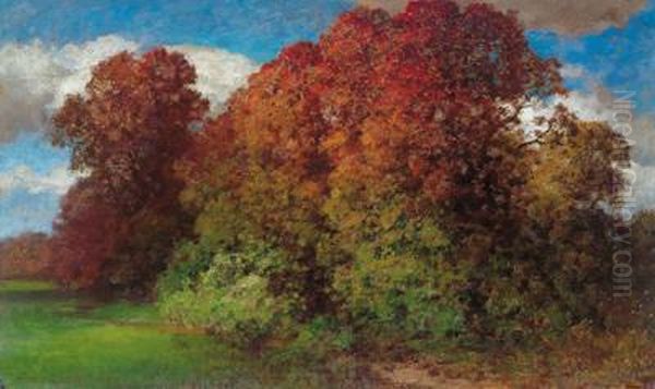 Herbstlandschaft Oil Painting by Hermann Traugott Rudisuhli