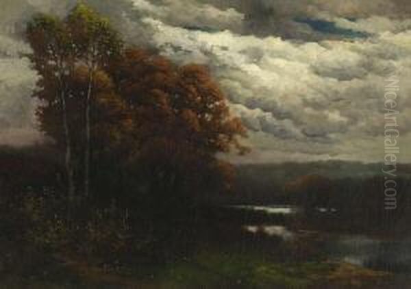 Herbstlandschaft. Oil Painting by Hermann Traugott Rudisuhli