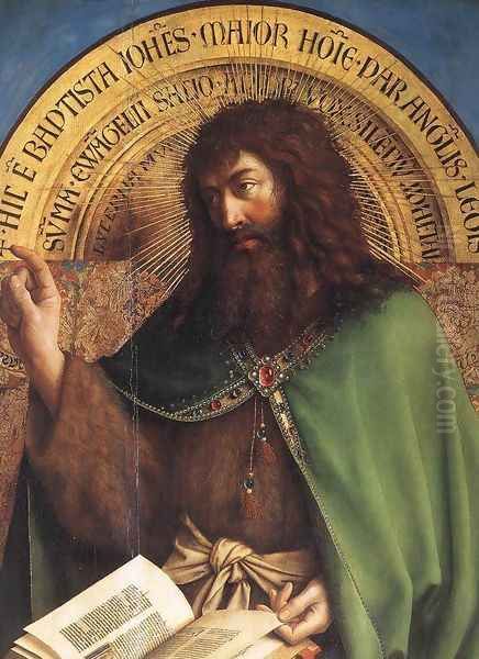 The Ghent Altarpiece- St John the Baptist (detail) 1425-29 Oil Painting by Jan Van Eyck