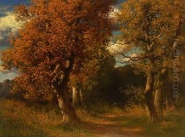 Herbstwald. Oil Painting by Hermann Traugott Rudisuhli