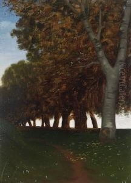 Allee. Oil Painting by Hermann Traugott Rudisuhli