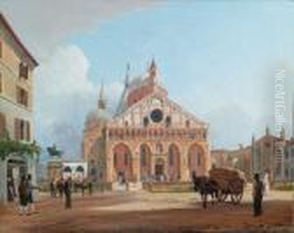 Veduta Della Basilica Di San Antonio A Padova Oil Painting by Rudolf Ritter von Alt