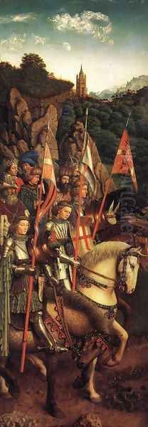 The Ghent Altarpiece- The Soldiers of Christ 1427-30 Oil Painting by Jan Van Eyck