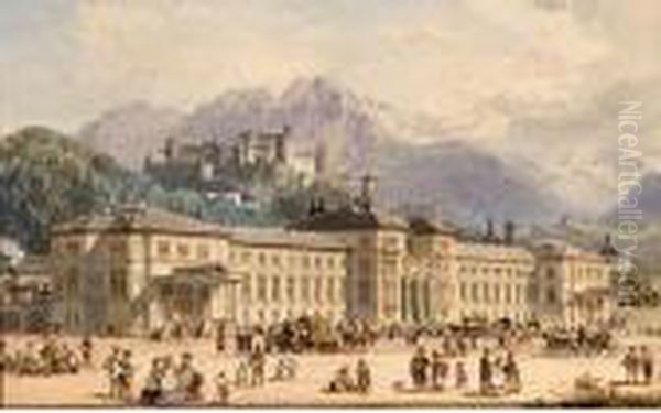 View Of Salzburg Oil Painting by Rudolf Ritter von Alt